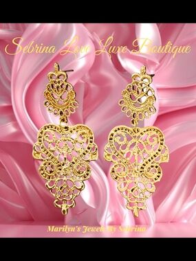 Elegant Gold Color Filigree Drop Earrings